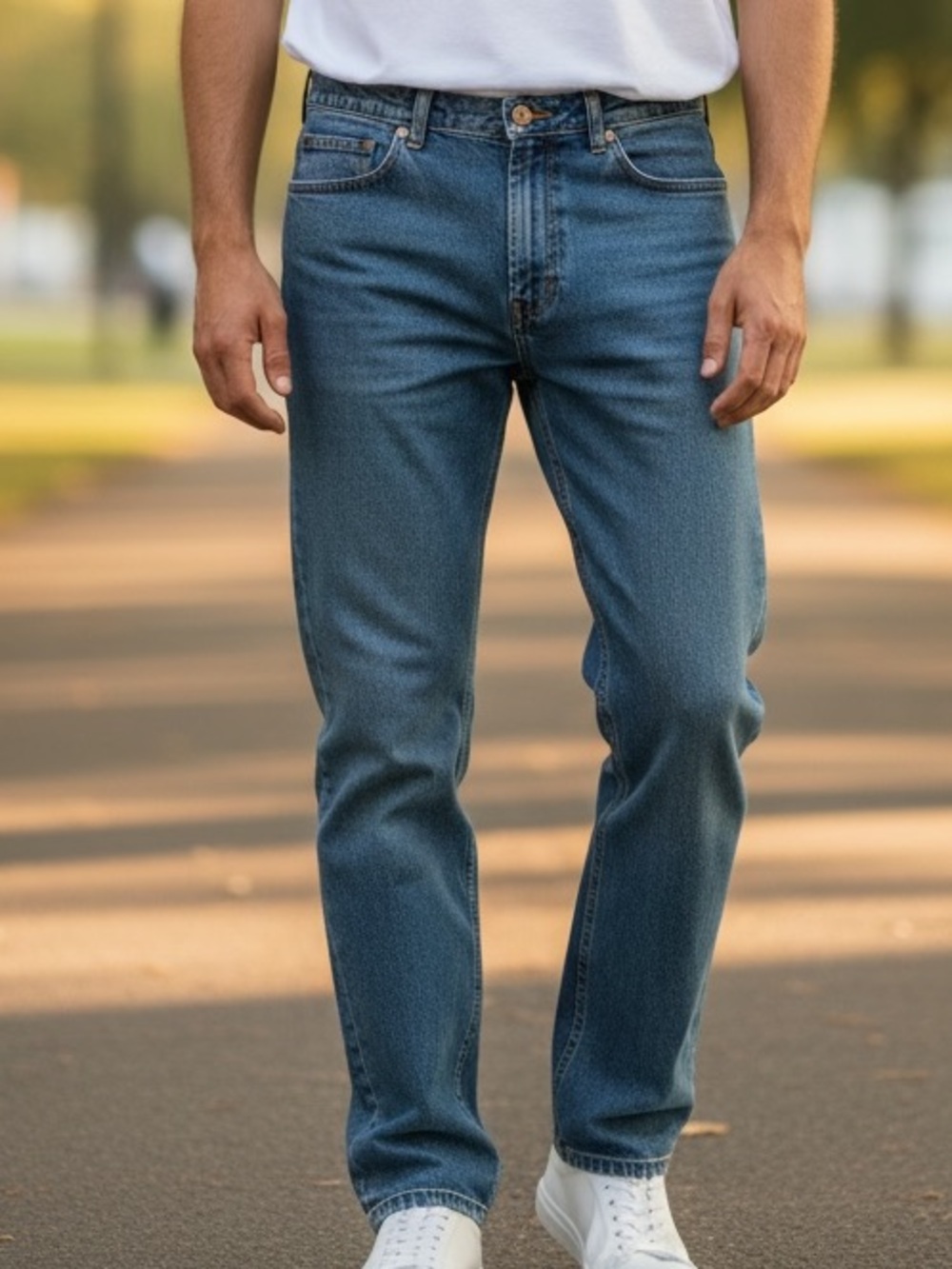 Full Blue Men's Straight Jeans in Classic Blue Denim, 36x32